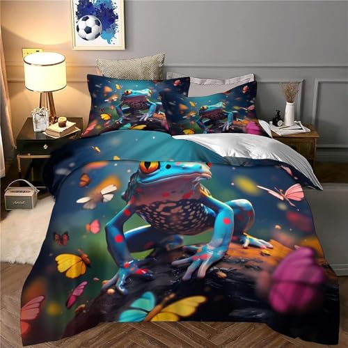 Parure de lit 3D grenouille confortable en microfibre 135x200