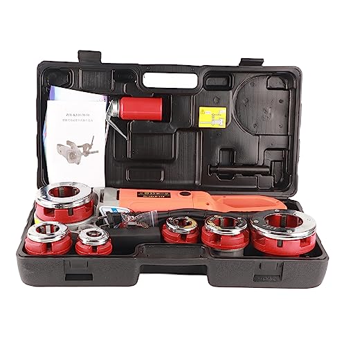 Sjlerst avec 6 Matrices Kit d'enfilage de Tuyaux à Cliquet, Dispositif de Filetage de Tuyaux, Léger pour le Fer (Prise UE 220V) Sjlerst avec 6 Matrices Kit d'enfilage de Tuyaux à Cliquet, Dispositif de Filetage de Tuyaux, Léger pour le Fer (Prise UE 220V)