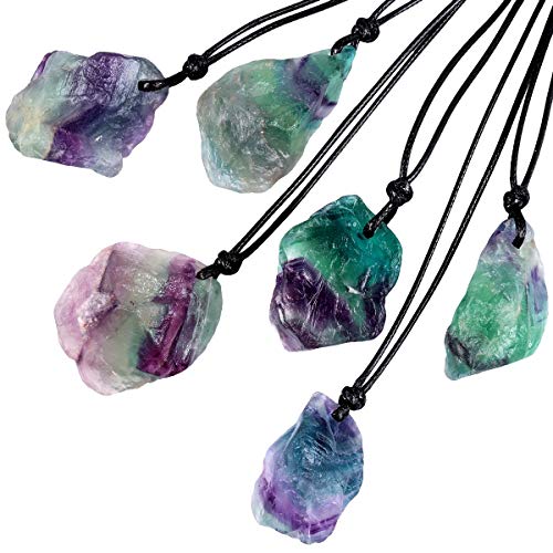 Nupuyai Natural Raw Fluorite Stone Necklace For Women Men, Irregular Rough Healing Crystal Pendant With Adjustable Cord 18-26 Inches #TOP2