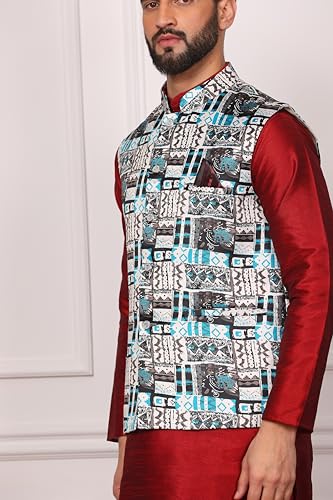 Image of Kurta With Churidar & Multicolor Nehru jacket Set