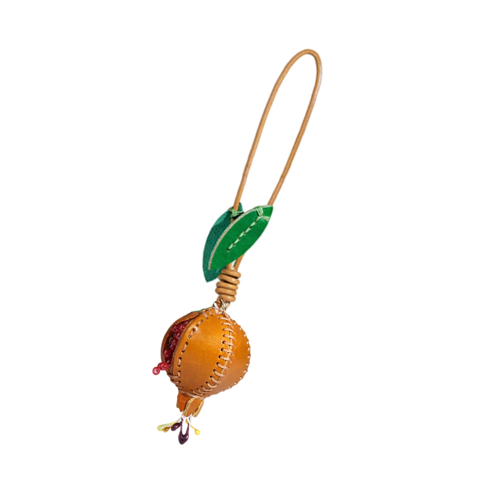 Obotsnoi Sturdy Leather Pomegranate Adornment Fashionable Leather Pomegranate Pendant with Rich Colors for Individualized Styles User Friendly Keyring