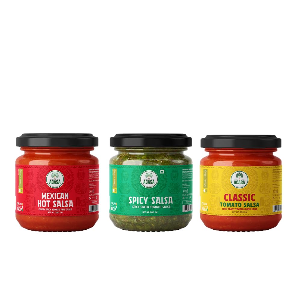 Acasa All Salsa Combo Pack of 3(600gm) - Spicy Green, Classic