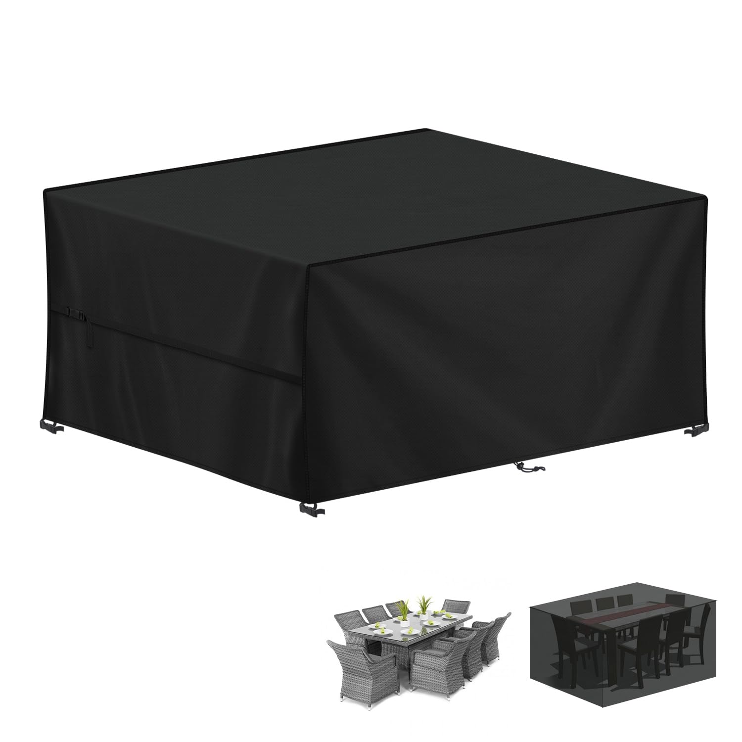 LAMUNI Coperture per Mobili da Giardino, 245x185x100cm Copertura Tavolo Esterno Telo Copertura per Giardino, Anti-UV Copridivano Esterno Impermeabile Telo Copri Divano da Giardino, Rettangolare
