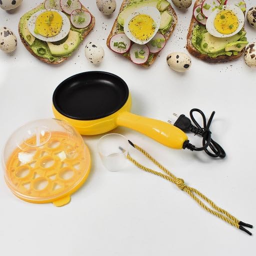 HOMEYKARTZ Electric Non Stick Fry pan Egg Boiler Egg Cooker,Multifunctional Egg Boiler and Pizza Frying pan,2 in 1 Handle Single Layer Egg Boiler,2 in 1 Handle Single Egg Boiler(Plastic/Multi)