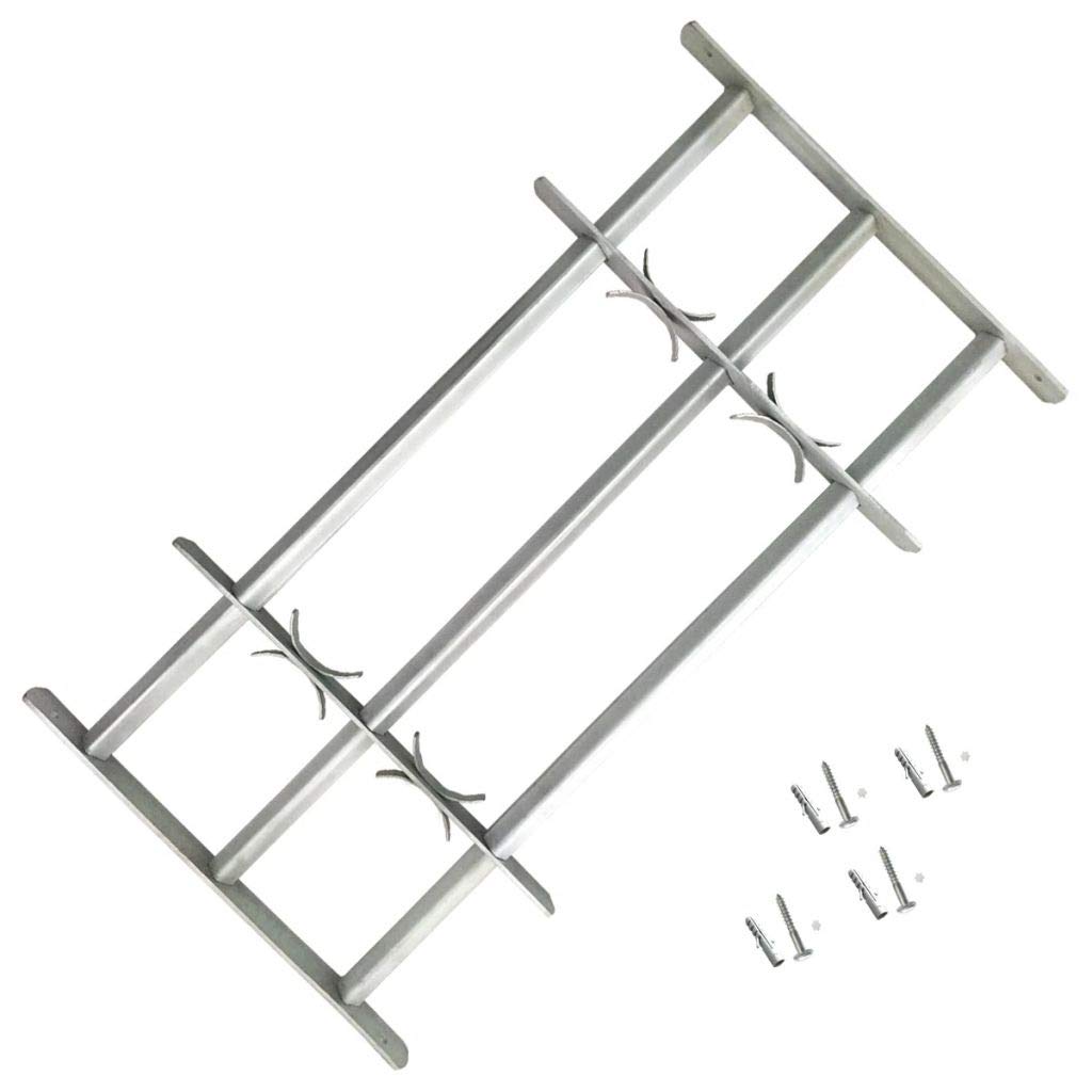Tidyard Galvanised Steel Security Grille with 3 Crossbars - Extendable 500-650 mm Width - Burglary Protection Model141382