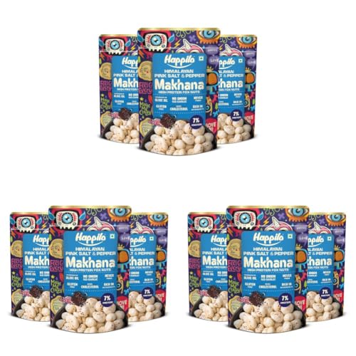 Image of Happilo Premium Super Snack Makhana Himalayan Salt & Pepper 55g (Pack of 9) | Roasted Foxnuts, Phool Makhana | Healthy Snacks | Low Calorie & Vegan