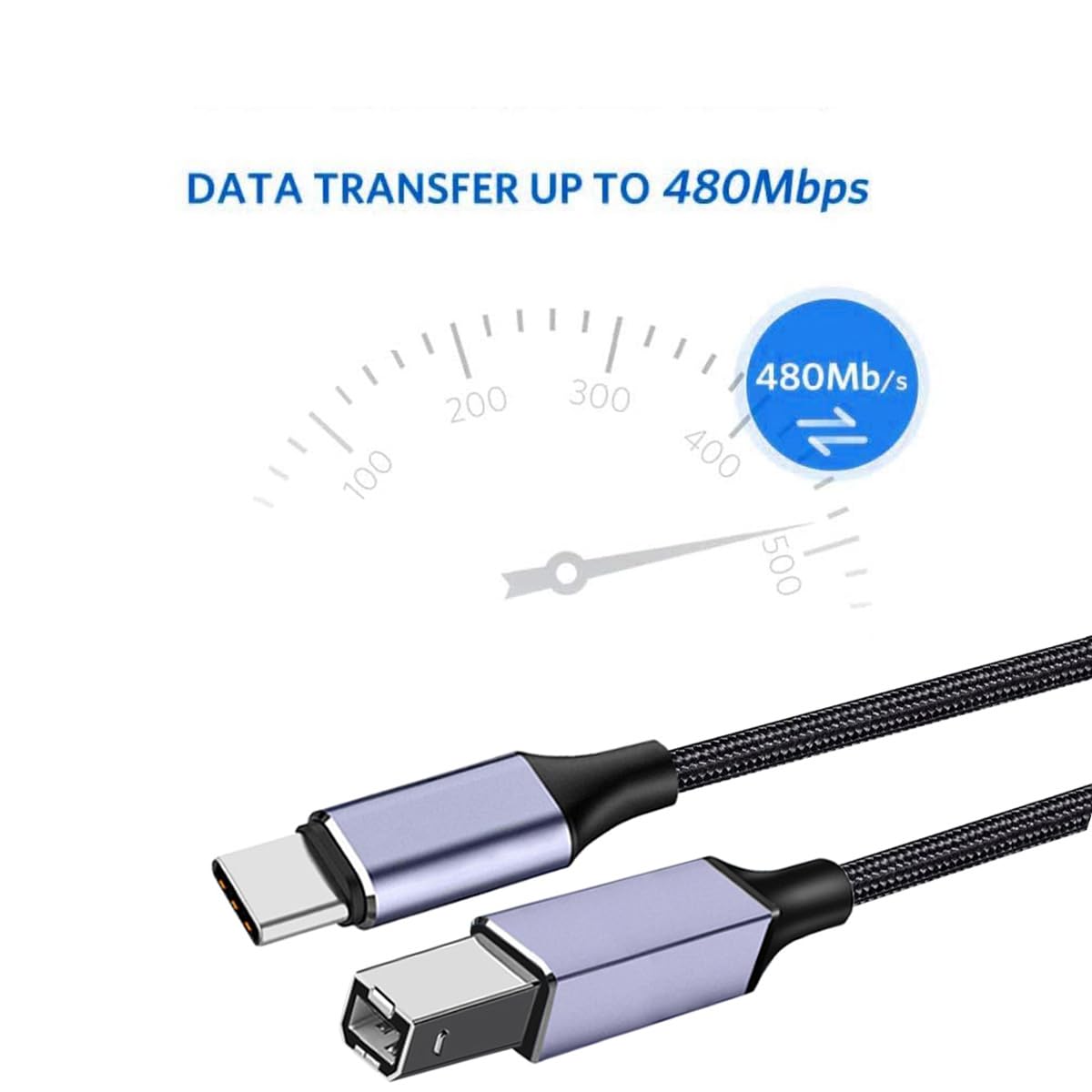 15ft USB C To USB B Printer Cable - Compatible With HP, Canon, Brother Printers | Gold-Plated Connectors