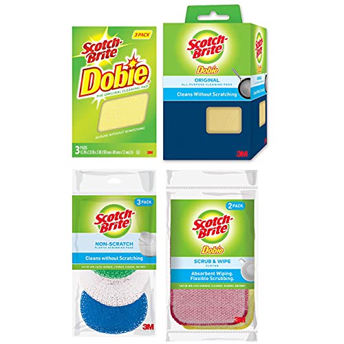 Scotch-Brite 3M Cleaning Pads: Dobie Original / 3-Pack/Assorted (Blue, Green, Red) #TOP4