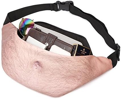 Fanny Pack 3D Beer Belly Muscle Fake Ass Beer Belly Waist Fanny Pack - Adjustable Belt Gag