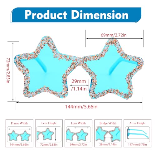 Woeoe Rimless Star Shape Sunglasses Rhinestone Glasses for Women Diamond Crystal Sunglasses Costume Party Accessory3