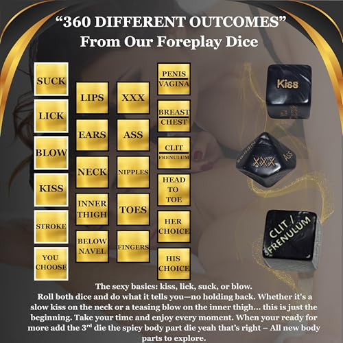 7 Piece Sexy Dice Game for Couples – Fun Sex Die & Date Night Dice with Positions, Actions & Body Parts – Naughty Adult Intimate Gifts for Him & Her – Sexual Couples Dice for Romantic Foreplay Fun