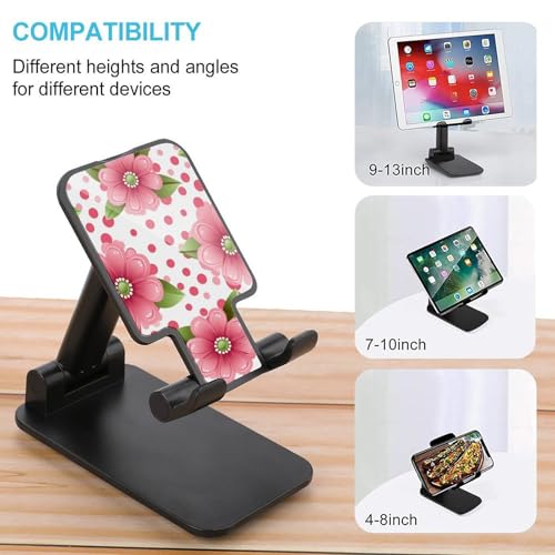 Support téléphone bureau pliable fleurs roses pour visioconférence