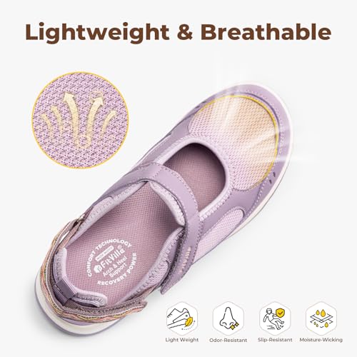 Image of FitVille Diabetic Shoes for Women Extra Wide Diabetic Womens Sandals, Walking Shoes with Adjustable Closures Arch Support, Orthopedic Sandals for Flat Feet Heel Pain Relief,Plantar Fasciitis