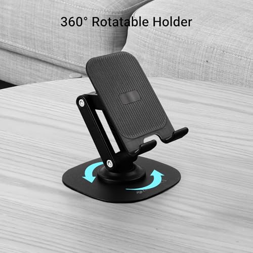 Image of ZEBRONICS MTS200, Foldable Mobile Holder, Upto 9.6 inches, 360 Rotatable, Stepless Multi Angle Adjustment, Anti-Skid Base & Resting pad, Lightweight & Handy, Compatible with Mobile & Tablet (Black)