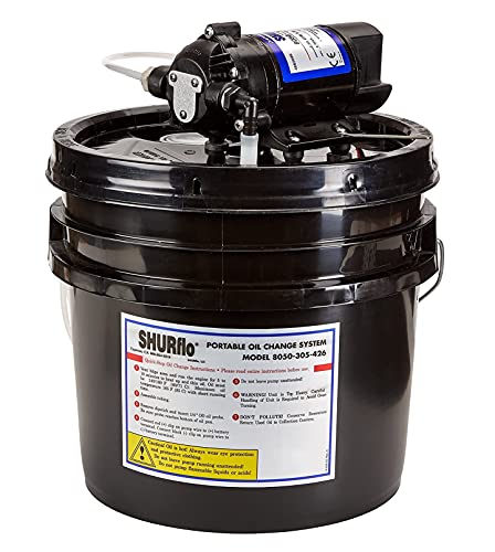 PENTAIR SHURFLO 8050-305-426 Oil Change Winterizing System, Liquid Transfer, Self-Priming Pump for RV & Marine, 8' Cable, Battery Clips & Host Kit Included