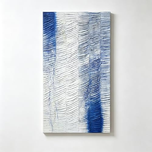 Decoración minimalista de pasillo con pintura vertical de espátula