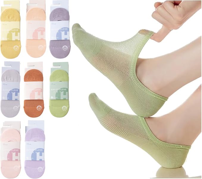 レディース浅履きフットカバーソックス 10足セット｜綿混素材・脱げにくいシリコン滑り止め付き｜パステルカラーバリエーション