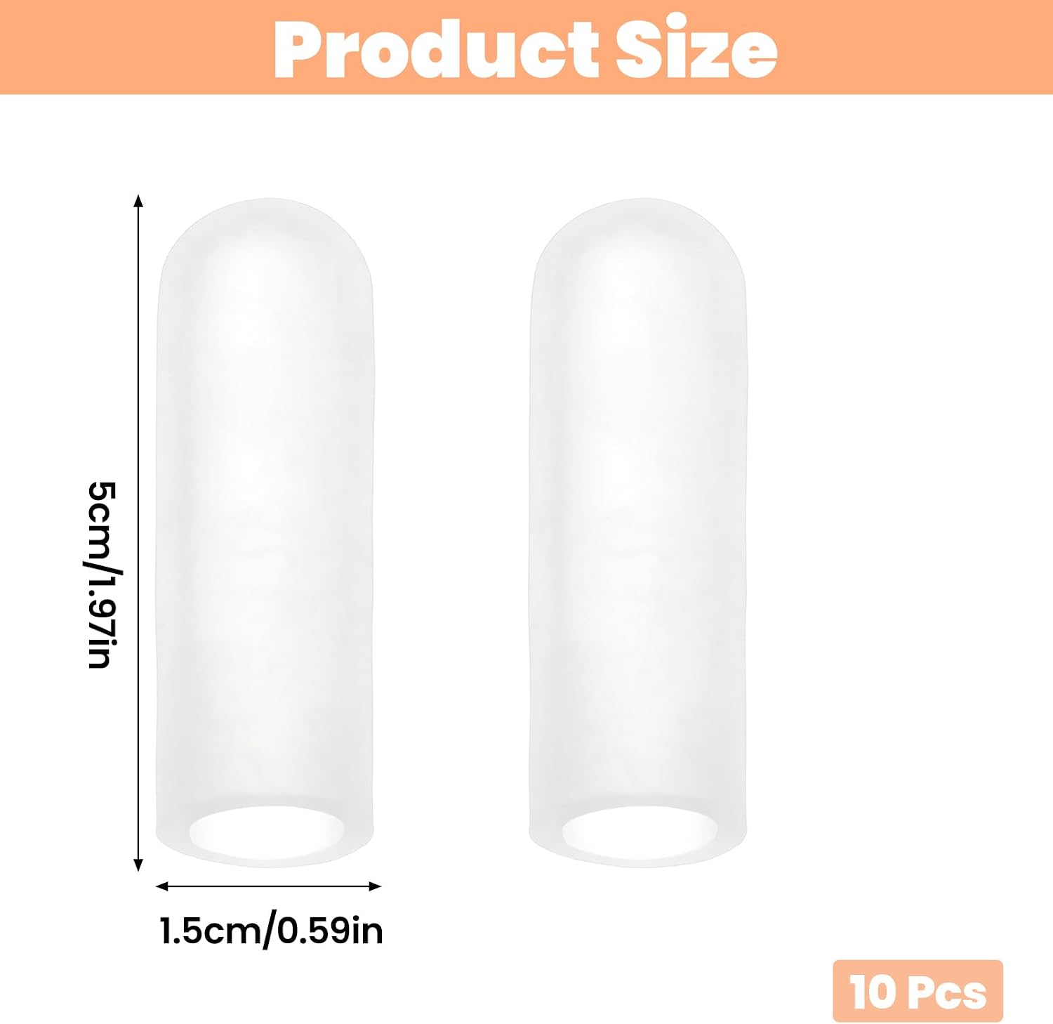 10 Pcs Silicone Finger Protectors, Gel Finger Cots Sleeves Reusable Soft Elastic Fingers Covers Thumb Guard Fingers Bandages for Pain Relief, Thumb Cover and Fingertip Protection (White)