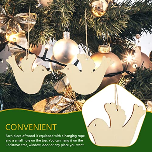 Healifty 30Pcs Hanging Pendant Bird Wooden DIY Craft Unfinished Wood Sign Ornaments for Christmas Tree Decoration - Image 4