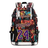 jogador de basquete estrela Bryant multifunções computador portátil mochila de viagem estudante fãs bolsa para homens e mulheres (padrão vermelho 1)