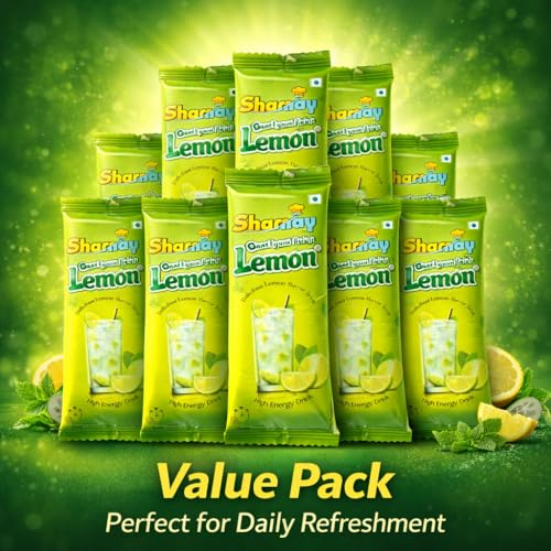 Image of Ahuja Mart Instant Lemon Drink Powder Sachets | Refreshing Lemon Flavor | Energy Drink Mix | Easy to Prepare | Travel Friendly | Value Pack (10 Sachets)