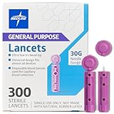 Medline General Purpose Lancets, 30G, Sterile Single Use Lancets for Diabetes Testing, Safety Lancets for Blood Sampling, Fingerstick Diabetic Lancets, 300 Count