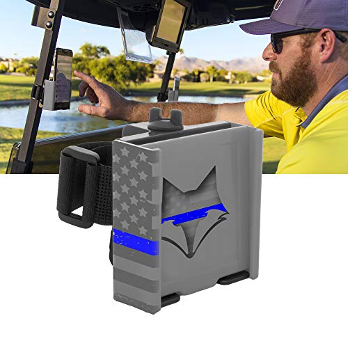 DESERT FOX GOLF Phone Caddy American Flag Golf Cart Phone Holder Secure Velcro Mount One-Hand Access Universal Fit Patriotic Golf Accessories (Blue Line)