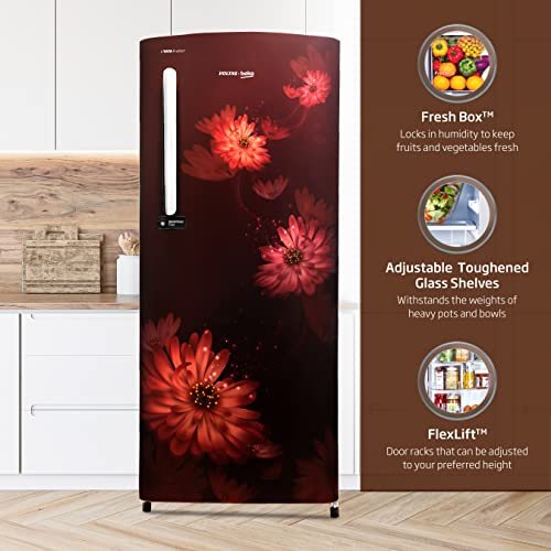 Image of Voltas Beko 200 L 4 star Direct Cool Refrigerator, Dahlia Wine (RDC220B60 /DWEXXXXSG), Free 1 Year Extended warranty