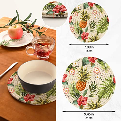 Flowers Pineapple Trivets For Hot Dishes Pot Holders Set Of 2 Pieces Hot Pads For Kitchen Heat Resistant Trivets For Hot Pots And Pans Placemats Set For Kitchen Farmhouse Decor #TOP2