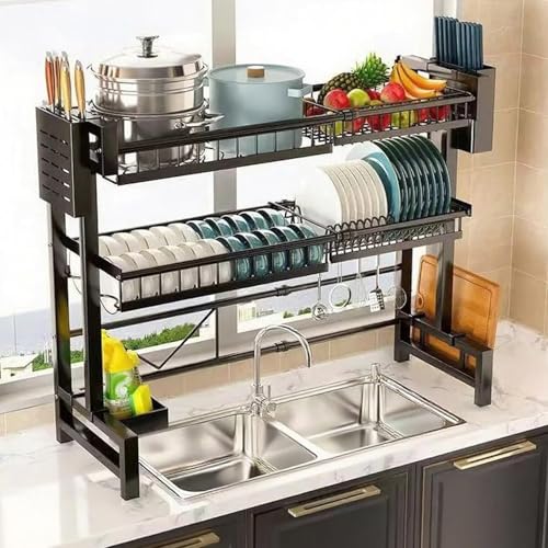 Égouttoir à vaisselle extensible peu encombrant étagère séchage métal réglable 62x28