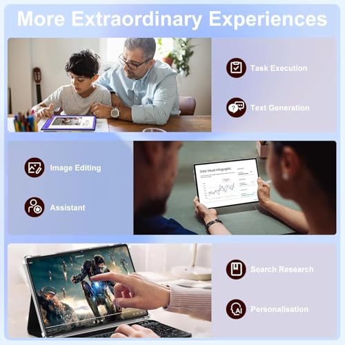 Image of 2026 Android 15 Tablet, 10.1 inch IPS HD Tablet with Keyboard & Mouse, 30GB RAM+128GB ROM (Expand to 1TB), Widevine L1, 8000mAh Battery, 5MP+8MP Dual Camera, 2.4G /5G WiFi, Bluetooth 5.0, GPS - Metal Black
