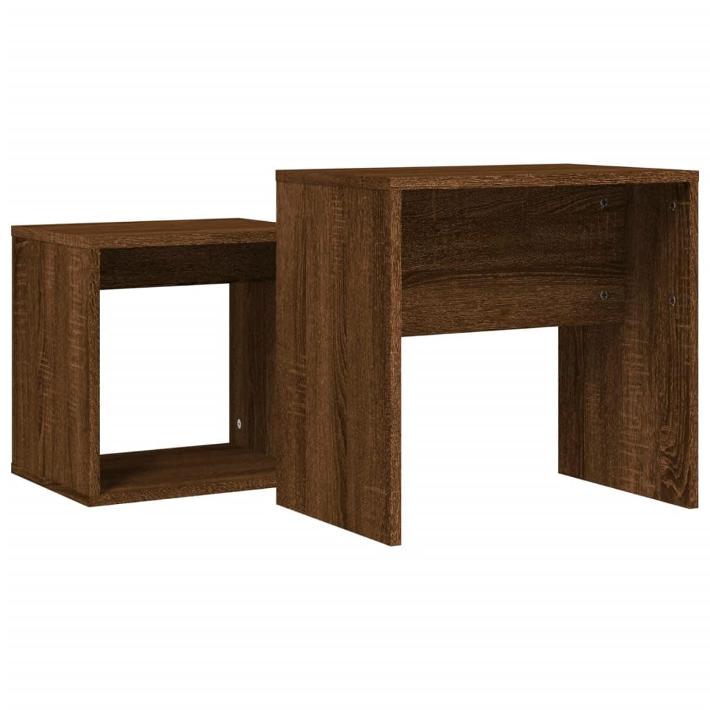 Mesas Bajas nido 2 piezas roble marrón madera de ingeniería mesa auxiliar para sala de estar, dormitorio, casa, mesa auxiliar