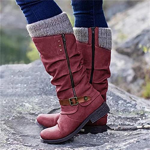 Ladmiple Cowboy Boots For Women Wide Calf Knee High Western Cowgirl Boots with Side Zipper Pointy Toe Fashion Boot Pull-On2