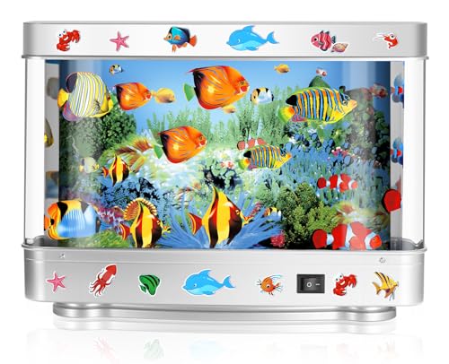 Image of Fake Fish Tank Lamp, Aquarium Lamp with Virtual Marine Life Animations, Artificial Tropical Fish Decorative, Sensory Aquarium Night Light, Ocean Room Decor Night Light Suitable