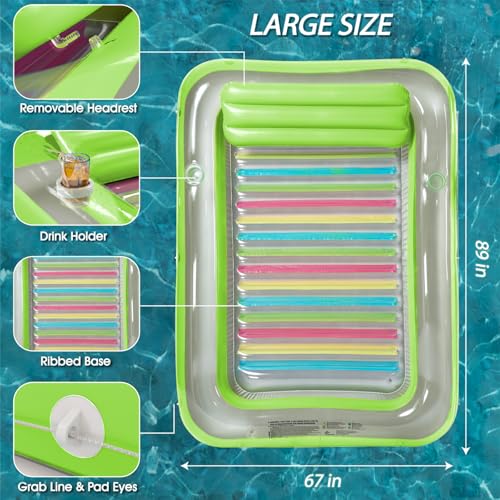 Image of Inflatable Tanning Pool Lounger Float - Jasonwell 4 in 1 Sun Tan Tub Sunbathing Pool Lounge Raft Floatie Toys Water Filled Tanning Bed Mat Pad for Adult Blow Up Kiddie Pools Kids Ball Pit (LG,XXL)