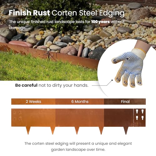 Gzgneevl GZG075 Corten Steel Edging Steel Landscape Edging Garden Bed Metal Border Edge Rusted Rustic Patina 40 Inch Strips 8 Inch Depth thumb #3