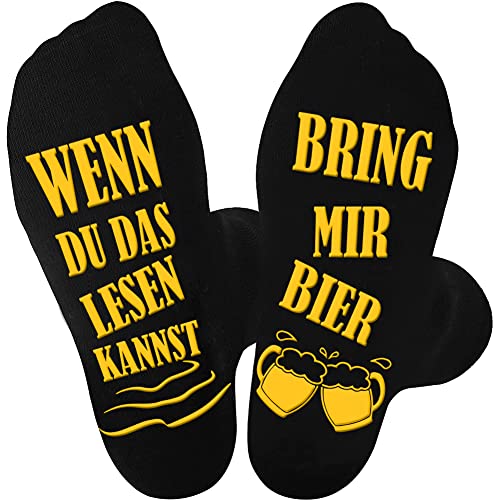 BHGWR Papa Geschenk Geburtstag Vatertag Bier Socken, Lustige Socken WENN DU...
