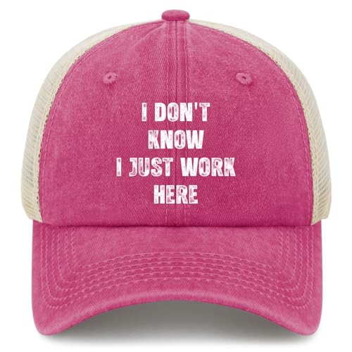 I Don't Know I Just Work Here Hat Trucker Hat Women Baseball Hats Funny Gifts Pink