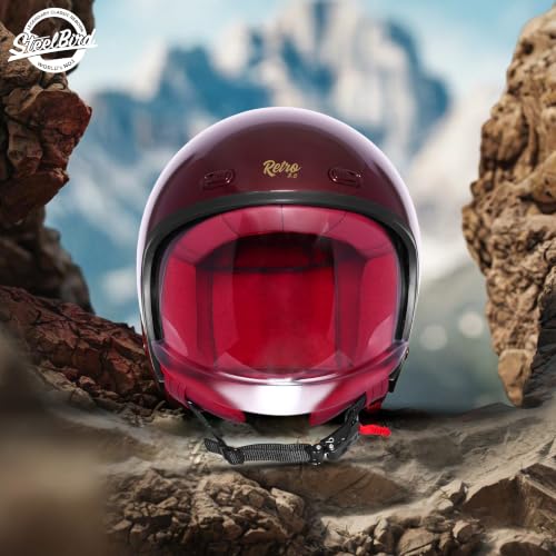 Image of Steelbird SBH-67 Retro 5.0 DOT and ISI Certified Open Face Helmet for Men and Women