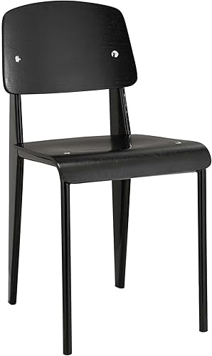 Modway Silla de cocina y comedor moderna de madera y metal en color negro