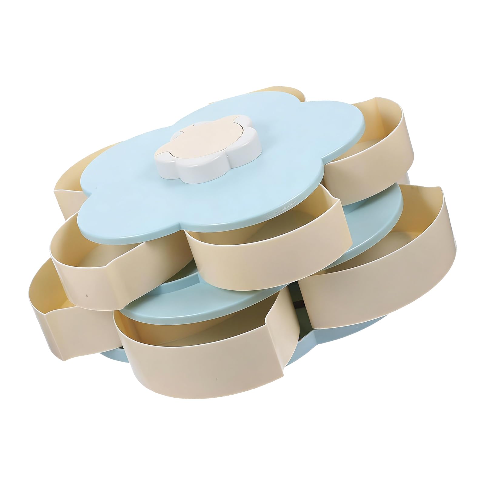 YTtkku Snacks Dispenser Rotating Snacks Tray with 5 Compartments and Nonslip Base for Social Event Twirling Treat Planner
