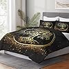 WeCozy Queen Size Comforter Set with 2 Pillowcases, Nature Tree of Life 3 Pcs Bedding for Kids and Adults, Black Sun and Moon Soft Comforter Set for Bedroom Bed Decor #3