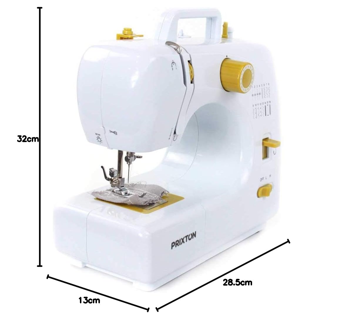 PRIXTON P120 - Maquina de Coser con Cajón para Accesorios, Lámpara Integrada LED y 16 Tipos de Puntadas Diferentes, Incluye Pedal (Reacondicionado)