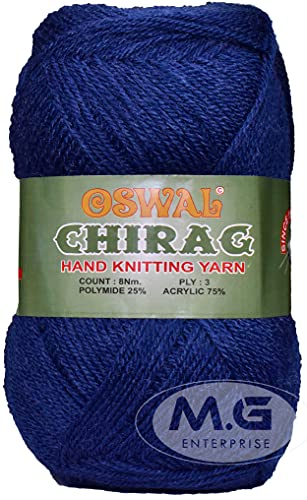 Image of M.G ENTERPRISE Os wal Chirag Navy (400 gm) Wool Ball Hand Knitting Wool /Art Craft Soft Fingering Crochet Hook Yarn, Needle Knitting Yarn Thread dye W X YZABCXYY