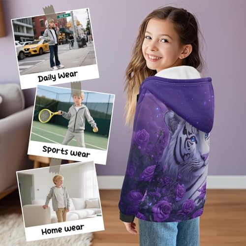 Hoodies for Girls 6-16Y Kids Winter Long Sleeve Zip Up Hooded Sweatshirts4