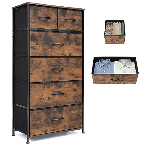 VredHom Fabric Dresser for Bedroom, Tall Skinny Dresser with 6 Drawers, Storage Organizer Tower,...