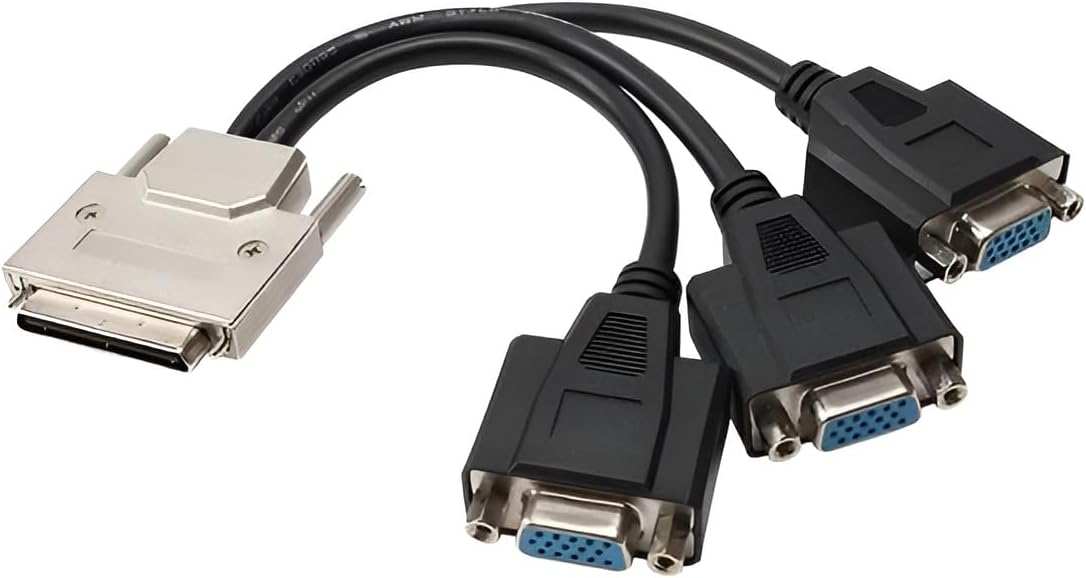 VHDCI Breakout Cable&Adapter-VHDCI(SCSI 68Pin) M to 3-Port VGA Female Splitter Breakout Cable for NVIDIA and VisionTek Graphics Cards
