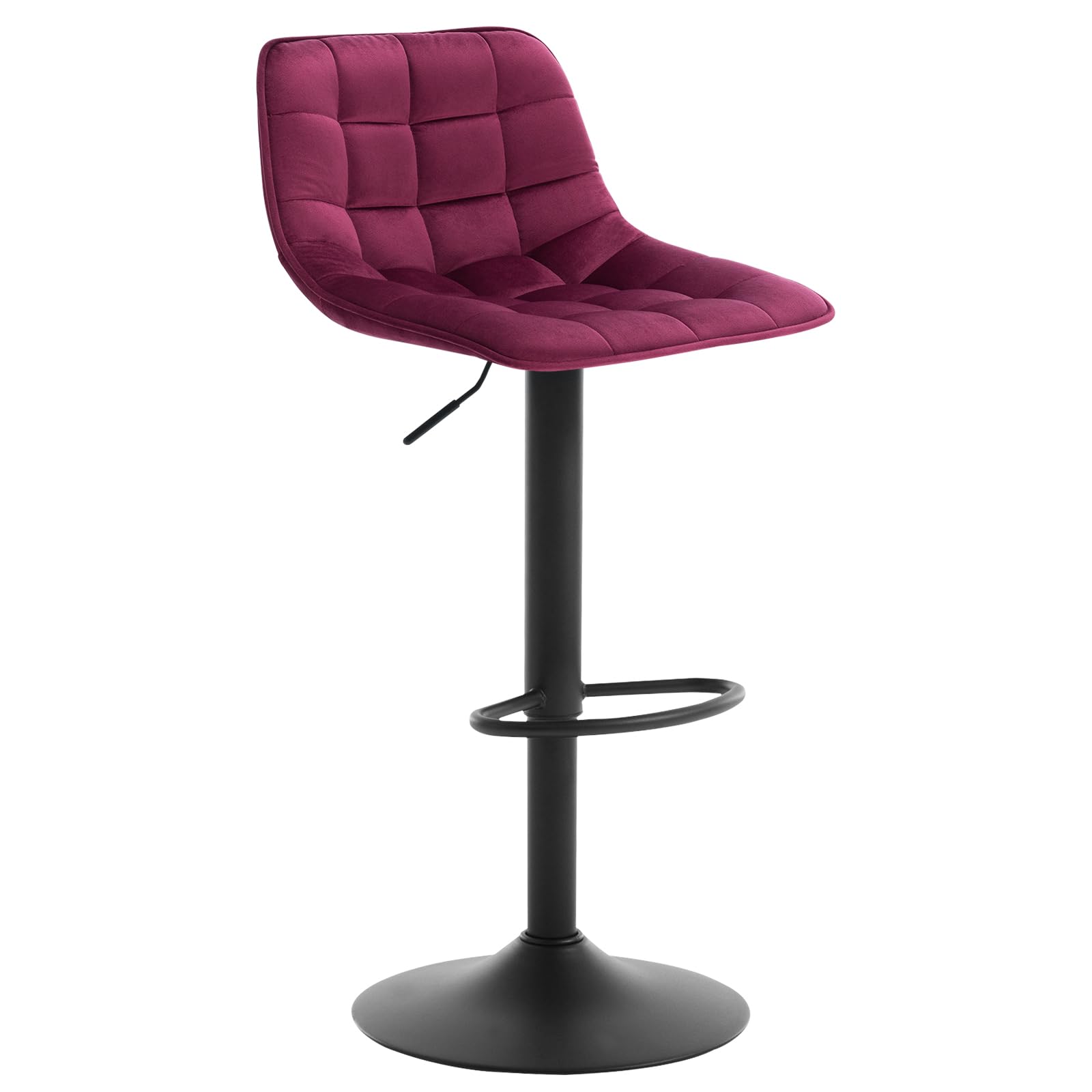 WOLTU 1x Taburetes Alto de Cocina Taburete de Bar Diseño Asiento en Terciopelo Taburete Giratorio con Respaldo Regulable en Altura Muebles Sillas Burdeos BH273bd-1