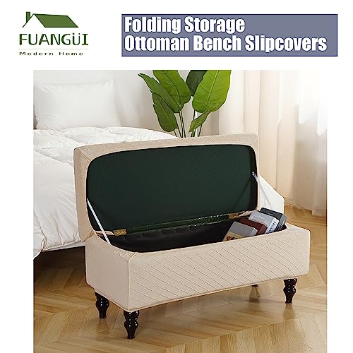 Image of FUANGUI Ottoman Cover Stretch Storage Ottoman Bench Slipcover Printed Folding Storage Bench Ottoman Cover Footrest Stool Slipcover Footstool Protector Cover with Elastic Bottom,Medium
