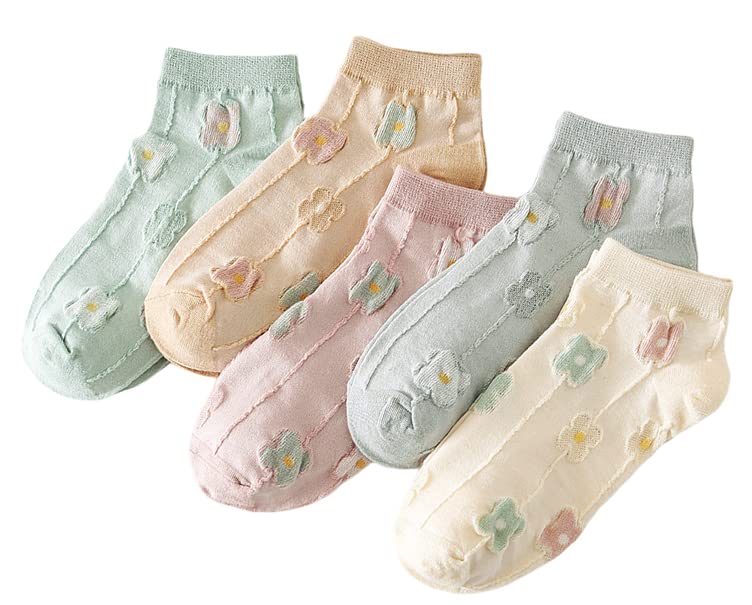 Women’s and Girls Cotton Ankle Length Socks Summer Cute Fashion Multi-design Multicolor Ladies Socks - Free Size (Pack of 5)-image-32